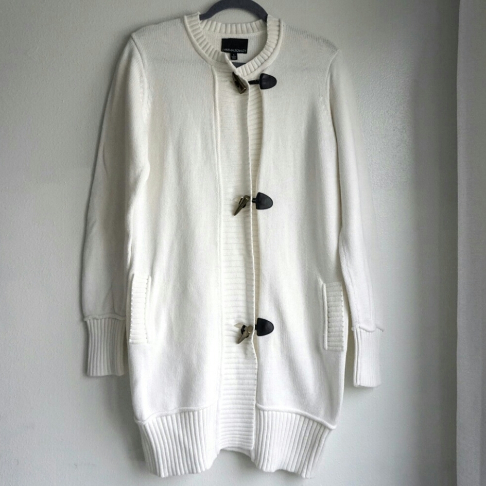 Cynthia Rowley Cream Toggle-Front Long Cardigan